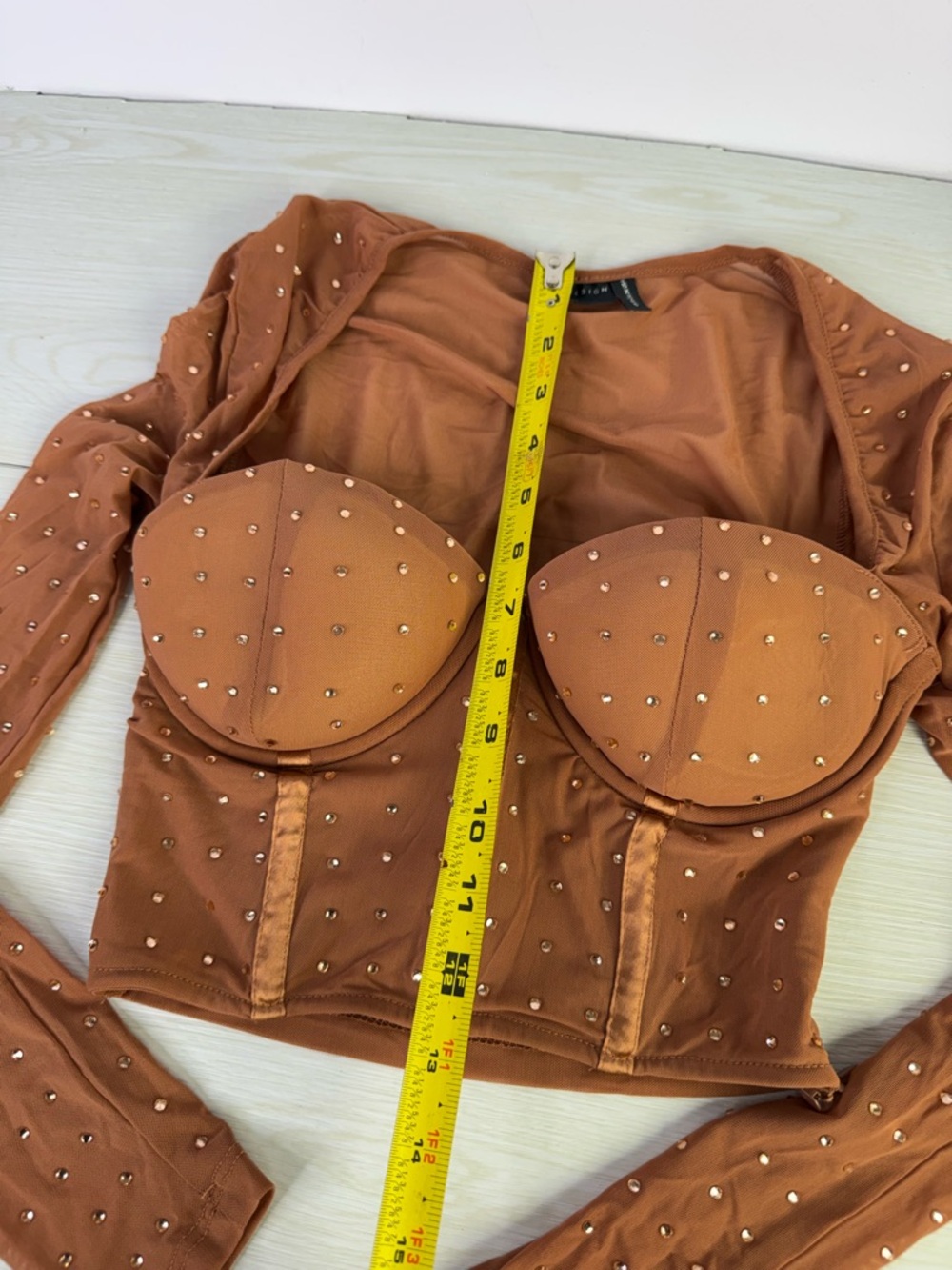 ASOS DESIGN hotfix crystal stud bust cup corset top size 4 - Picture 6 of 7